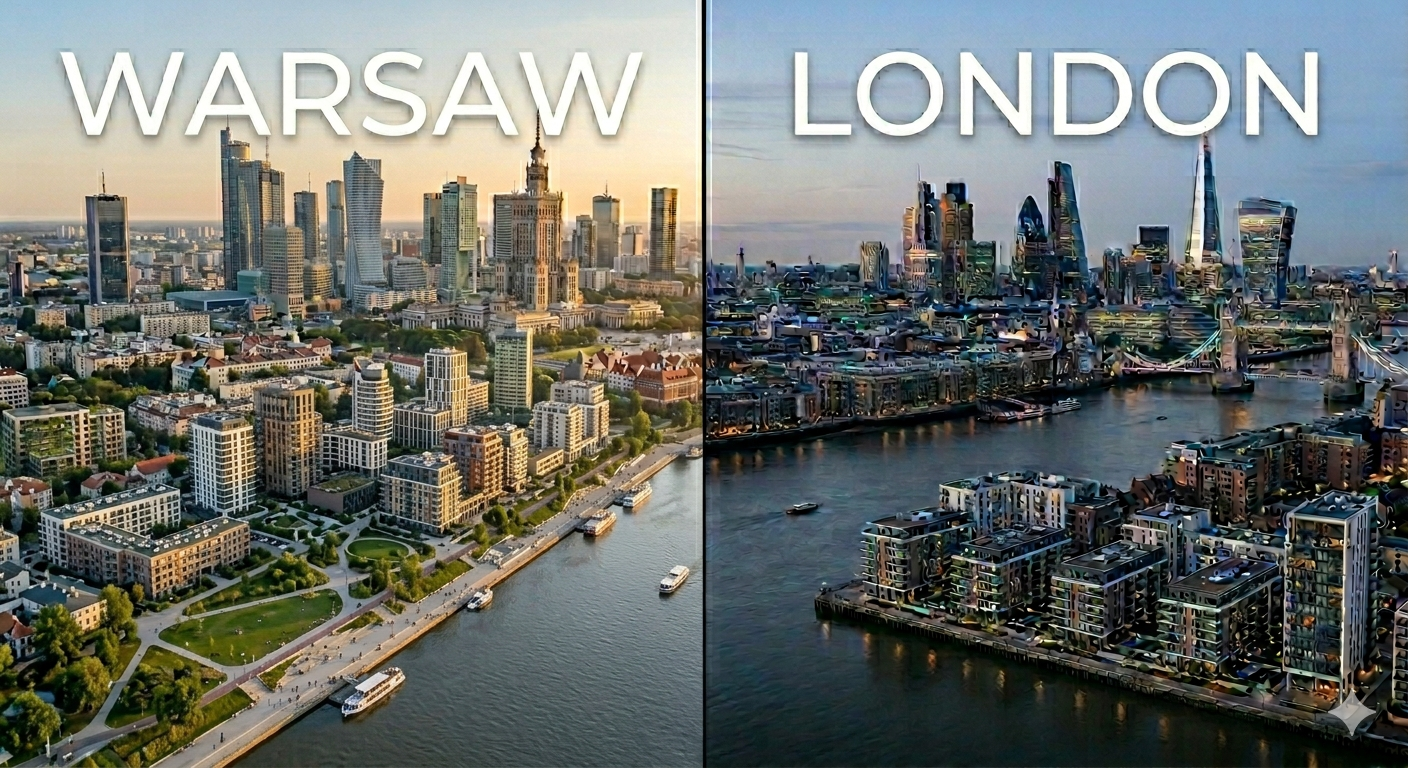 properties prices in Warsaw vs London 2026